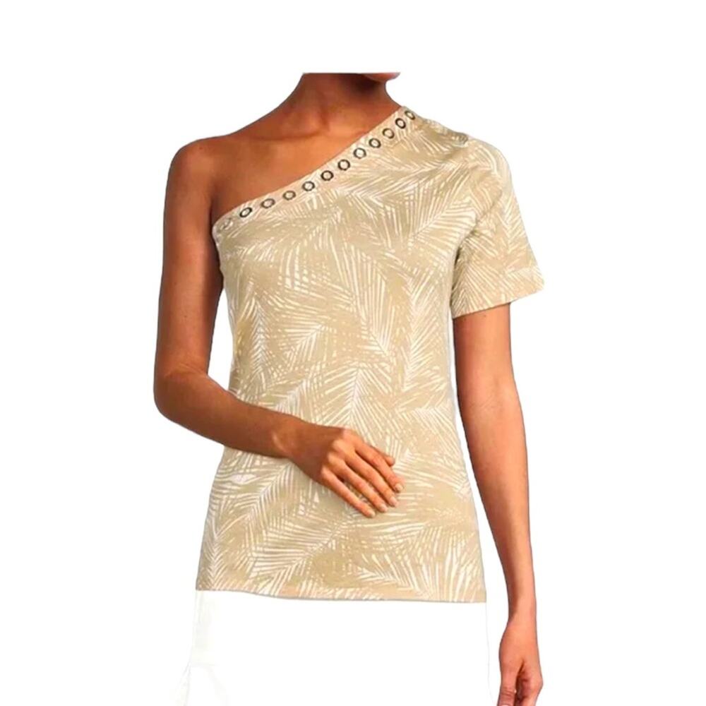 Women's MICHAEL Michael Kors One Shoulder Top Size XL Very Soft Tanned Tropical